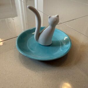 Ceramic Cat Ring Holder in Blue